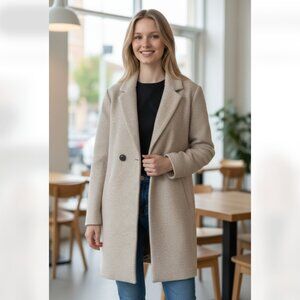 NWOT Sam Edelman Bouclé Teddy Long  Coat in Beige XXL